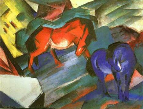 Franz Marc, Red and Blue Horses, 1912/ Cover picture of "The End of the Road"